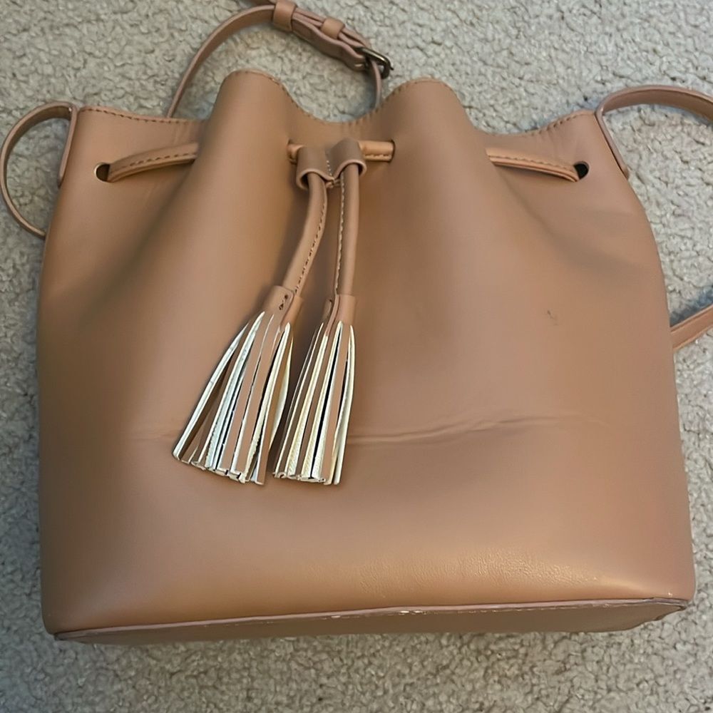 J. Crew Womens Tassel Drawstring Crossbody Bag Camel Brown L1858 Bohemian - Picture 3 of 6